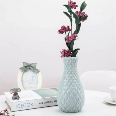 Picture of Modern Plastic Flower Vase for Home Living Room Decoration Flower Pot Imitation Porcelain ,Empty Flower Tob (Creem)