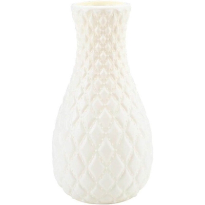 Picture of Modern Plastic Flower Vase for Home Living Room Decoration Flower Pot Imitation Porcelain ,Empty Flower Tob (White)