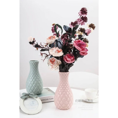 Picture of Modern Plastic Flower Vase for Home Living Room Decoration Flower Pot Imitation Porcelain ,Empty Flower Tob (Pink)