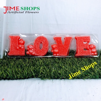 Picture of Freestanding Block Love Cutout Letters Candles with Rhinestone Decor for Valentine's Day, Anniversary Wedding Party Favor Decor Candles（Sweet Style) (Block C 1)