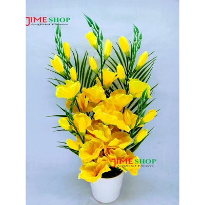 Picture of Artificial Gladiolus Flower & plant 57cm in Plastic Vases for any kind of Decoration (Yellow)
