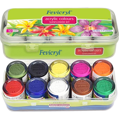 Picture of Fevricryl Acrylic Sunflower Kit - Express Artistic Flair With Vibrant Colors - Perfect For Clothing - Ink - And Paint Projects (Multicolor)