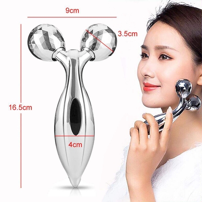 Picture of Silver 3d Roller Face Massager XC-206, 360 Rotate Silver Thin Face Full Body Shape Massager Lifting Wrinkle Remover Facial Massage Relaxation Tool (3d Roller Face Massager,Body)