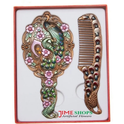 Picture of Peacock Design Makeup Mirror & Comb Set (Set 1,Head)
