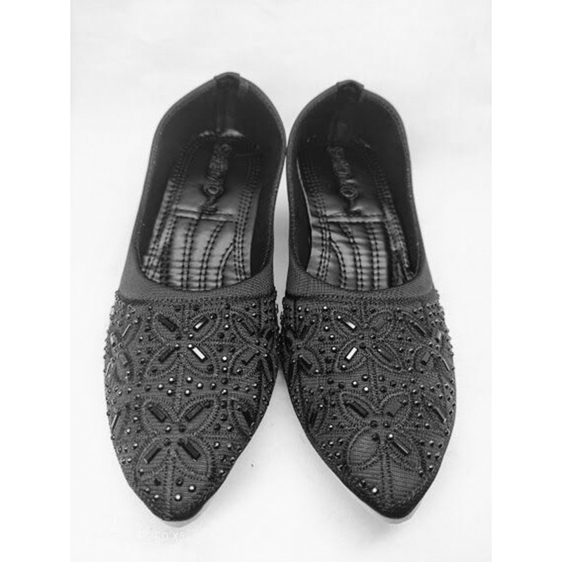 Picture of Ladies Karcupi Half Flat Fashionable Full Shoes (Matte Black,EU:36)
