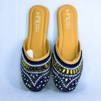 Picture of Ladies Very Soft Half stone nagra, Flat Sandal & Shoes, Ladies Flat Lace Slipper (Brown,EU:40)