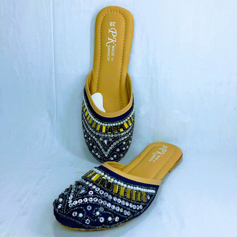 Picture of Ladies Very Soft Half stone nagra, Flat Sandal & Shoes, Ladies Flat Lace Slipper (Brown,EU:40)