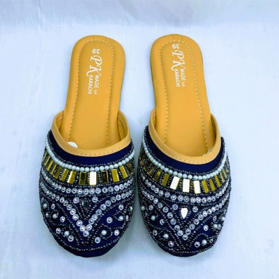 Picture of Ladies Very Soft Half stone nagra, Flat Sandal & Shoes, Ladies Flat Lace Slipper (Brown,EU:40)
