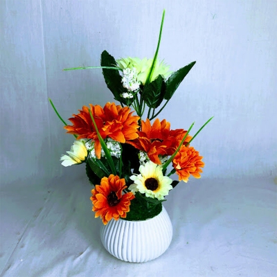 Picture of Artificial Little various Flower & Plant In Plastic Pot 7Inc/18Cm For Office, Home, Table Decoration - Home Decoration Item - Home Decoration Item - artificial flower (MCT 39)