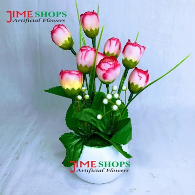 Picture of Artificial Little various Flower & Plant In Plastic Pot 7Inc/18Cm For Office, Home, Table Decoration - Home Decoration Item - Home Decoration Item - artificial flower (MCT1)
