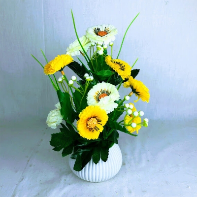 Picture of Artificial Little various Flower & Plant In Plastic Pot 7Inc/18Cm For Office, Home, Table Decoration - Home Decoration Item - Home Decoration Item - artificial flower (MCT 37)