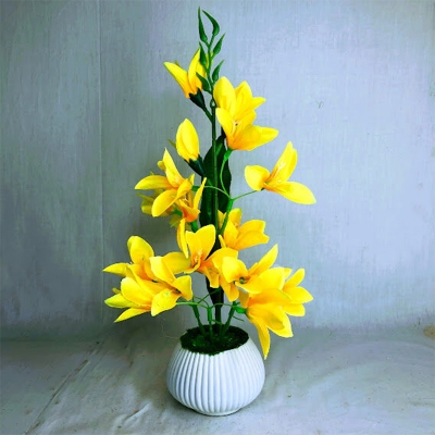Picture of Artificial Little various Flower & Plant In Plastic Pot 7Inc/18Cm For Office, Home, Table Decoration - Home Decoration Item - Home Decoration Item - artificial flower (MCT 36)