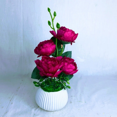 Picture of Artificial Little various Flower & Plant In Plastic Pot 7Inc/18Cm For Office, Home, Table Decoration - Home Decoration Item - Home Decoration Item - artificial flower (MCT 45)
