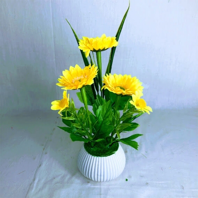 Picture of Artificial Little various Flower & Plant In Plastic Pot 7Inc/18Cm For Office, Home, Table Decoration - Home Decoration Item - Home Decoration Item - artificial flower (MCT 43)