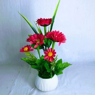Picture of Artificial Little various Flower & Plant In Plastic Pot 7Inc/18Cm For Office, Home, Table Decoration - Home Decoration Item - Home Decoration Item - artificial flower (MCT 42)