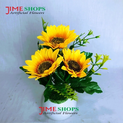 Picture of Artificial Little various Flower & Plant In Plastic Pot 7Inc/18Cm For Office, Home, Table Decoration - Home Decoration Item - Home Decoration Item - artificial flower (MCT 15)
