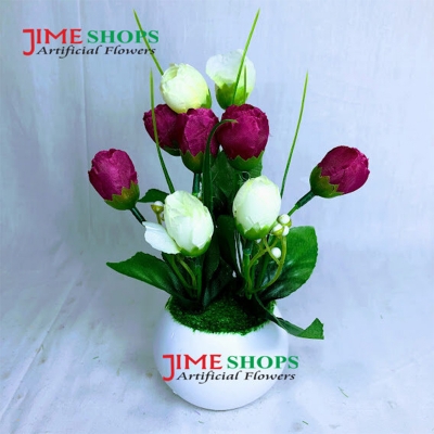 Picture of Artificial Little various Flower & Plant In Plastic Pot 7Inc/18Cm For Office, Home, Table Decoration - Home Decoration Item - Home Decoration Item - artificial flower (MCT 11)