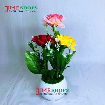 Picture of Artificial Little various Flower & Plant In Plastic Pot 7Inc/18Cm For Office, Home, Table Decoration - Home Decoration Item - Home Decoration Item - artificial flower (MCT 12)