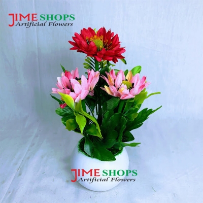 Picture of Artificial Little various Flower & Plant In Plastic Pot 7Inc/18Cm For Office, Home, Table Decoration - Home Decoration Item - Home Decoration Item - artificial flower (MCT 29)