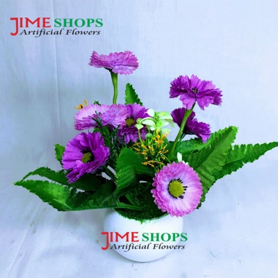 Picture of Artificial Little various Flower & Plant In Plastic Pot 7Inc/18Cm For Office, Home, Table Decoration - Home Decoration Item - Home Decoration Item - artificial flower (MCT4)