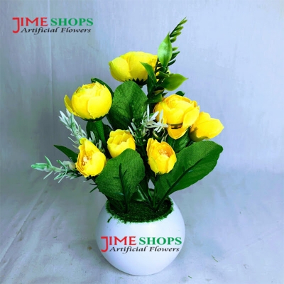 Picture of Artificial Little various Flower & Plant In Plastic Pot 7Inc/18Cm For Office, Home, Table Decoration - Home Decoration Item - Home Decoration Item - artificial flower (MCT 28)