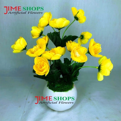 Picture of Artificial Little various Flower & Plant In Plastic Pot 7Inc/18Cm For Office, Home, Table Decoration - Home Decoration Item - Home Decoration Item - artificial flower (MCT 23)