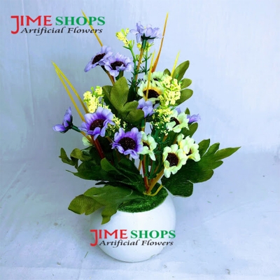 Picture of Artificial Little various Flower & Plant In Plastic Pot 7Inc/18Cm For Office, Home, Table Decoration - Home Decoration Item - Home Decoration Item - artificial flower (MCT 21)