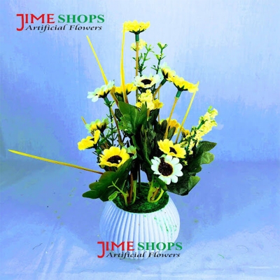 Picture of Artificial Little various Flower & Plant In Plastic Pot 7Inc/18Cm For Office, Home, Table Decoration - Home Decoration Item - Home Decoration Item - artificial flower (MCT 22)