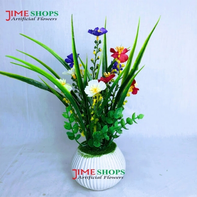 Picture of Artificial Little various Flower & Plant In Plastic Pot 7Inc/18Cm For Office, Home, Table Decoration - Home Decoration Item - Home Decoration Item - artificial flower (MCT 18)