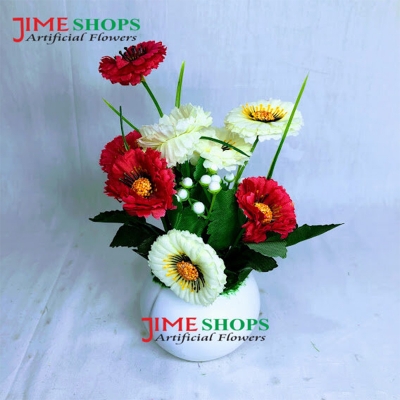 Picture of Artificial Little various Flower & Plant In Plastic Pot 7Inc/18Cm For Office, Home, Table Decoration - Home Decoration Item - Home Decoration Item - artificial flower (MCT9)