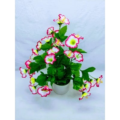 Picture of Jumko Joba Artificial Flower & Plant In Plastic Vases (30 Cm Long) - Home Decoration Item (White & Pink)