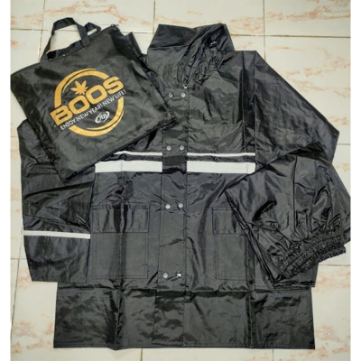 Picture of BOOS Rain Coats for Men Waterproof Jacket and Pant with Bag, Biker Raincoat (BOOS Black,Int:XXL)