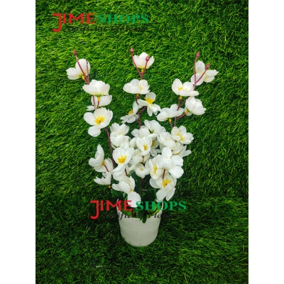 Picture of Artificial Cherry Blossom Flower In Plastic Vases --30Cm - Home Decoration Item - Home Decoration Item - artificial flower (White)