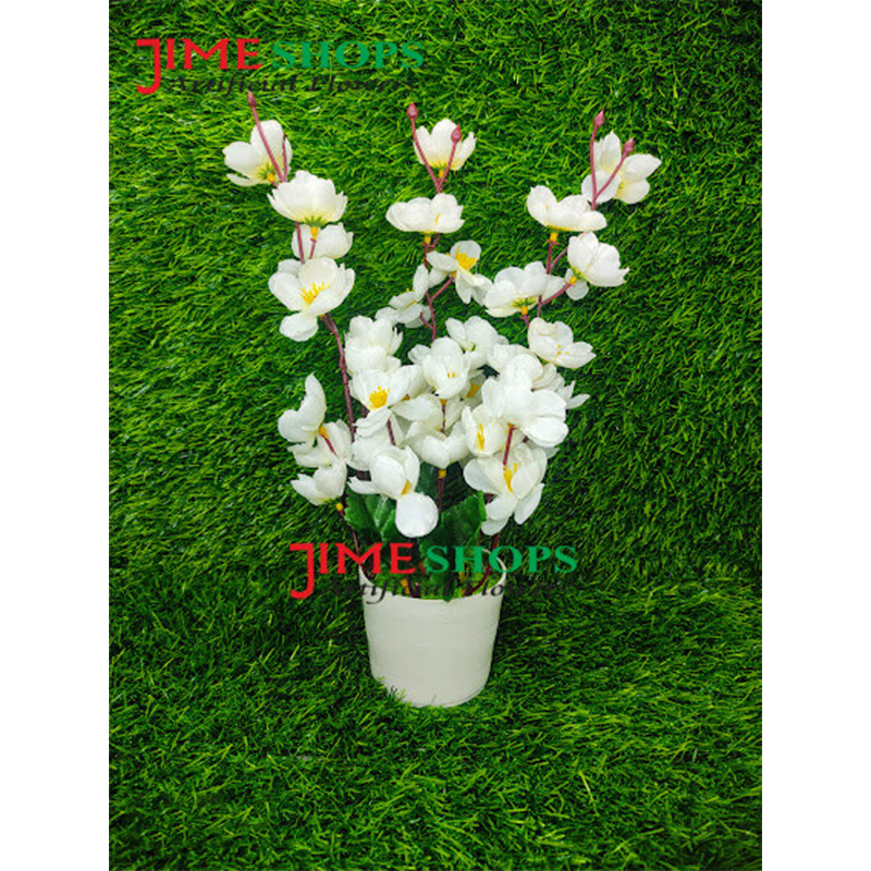 Picture of Artificial Cherry Blossom Flower In Plastic Vases --30Cm - Home Decoration Item - Home Decoration Item - artificial flower (White)
