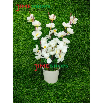 Picture of Artificial Cherry Blossom Flower In Plastic Vases --30Cm - Home Decoration Item - Home Decoration Item - artificial flower (White)