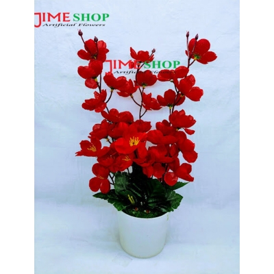 Picture of Artificial Cherry Blossom Flower In Plastic Vases --30Cm - Home Decoration Item - Home Decoration Item - artificial flower (Red)