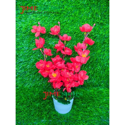 Picture of Artificial Cherry Blossom Flower In Plastic Vases --30Cm - Home Decoration Item - Home Decoration Item - artificial flower (Red)