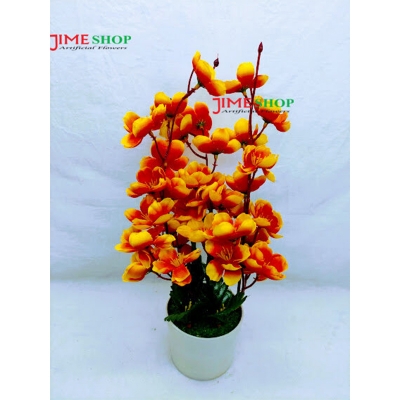 Picture of Artificial Cherry Blossom Flower In Plastic Vases --30Cm - Home Decoration Item - Home Decoration Item - artificial flower (Yellow Red mix)