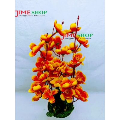 Picture of Artificial Cherry Blossom Flower In Plastic Vases --30Cm - Home Decoration Item - Home Decoration Item - artificial flower (Yellow Red mix)