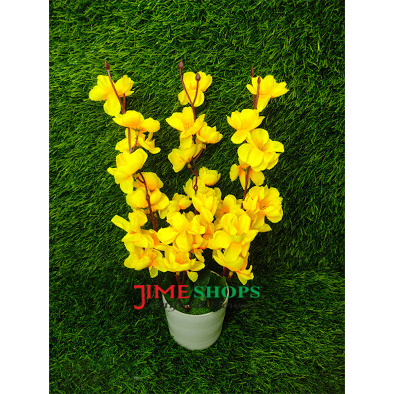 Picture of Artificial Cherry Blossom Flower In Plastic Vases --30Cm - Home Decoration Item - Home Decoration Item - artificial flower (Yellow)