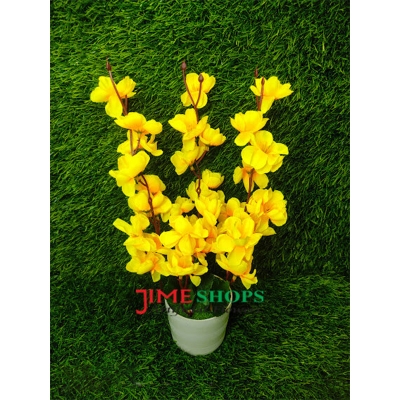 Picture of Artificial Cherry Blossom Flower In Plastic Vases --30Cm - Home Decoration Item - Home Decoration Item - artificial flower (Yellow)