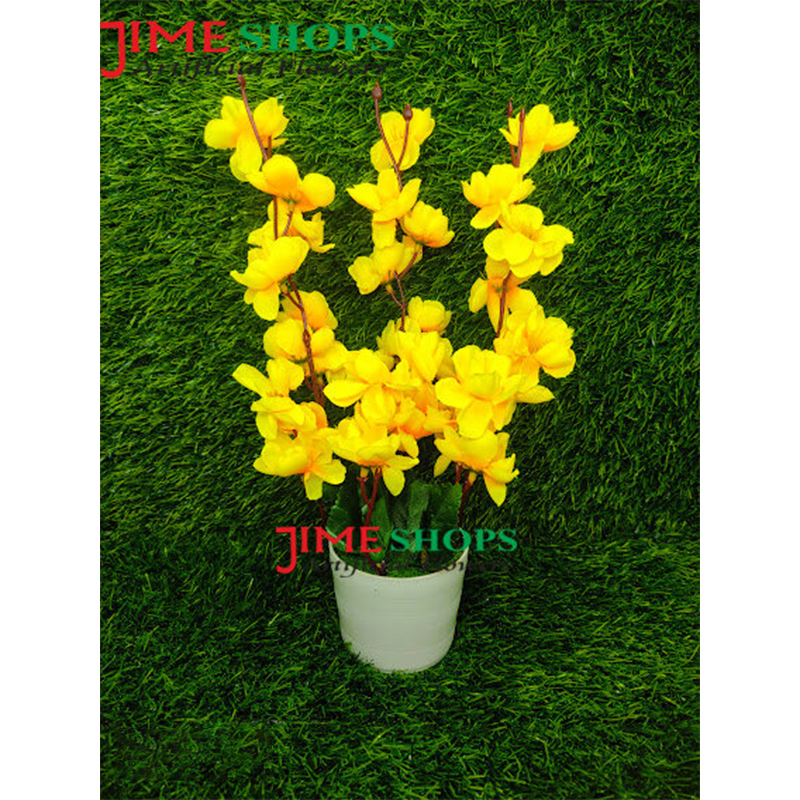 Picture of Artificial Cherry Blossom Flower In Plastic Vases --30Cm - Home Decoration Item - Home Decoration Item - artificial flower (Yellow)