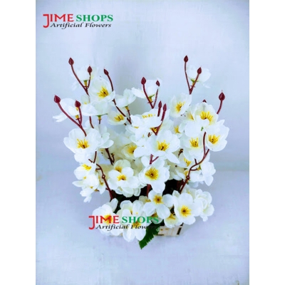 Picture of Artificial Cherry Blossom Flower In Plastic Vases --30Cm - Home Decoration Item - Home Decoration Item - artificial flower (White Cherry 2)