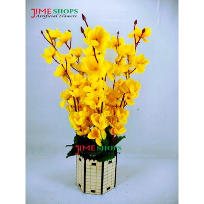 Picture of Artificial Cherry Blossom Flower In Plastic Vases --30Cm - Home Decoration Item - Home Decoration Item - artificial flower (Yellow Cherry 2)