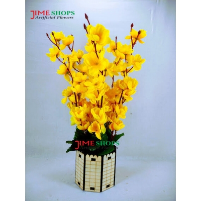 Picture of Artificial Cherry Blossom Flower In Plastic Vases --30Cm - Home Decoration Item - Home Decoration Item - artificial flower (Yellow Cherry 2)