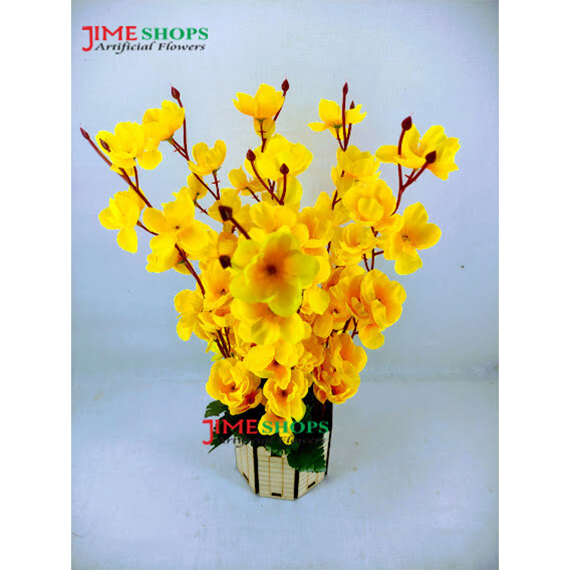 Picture of Artificial Cherry Blossom Flower In Plastic Vases --30Cm - Home Decoration Item - Home Decoration Item - artificial flower (Yellow Cherry 2)