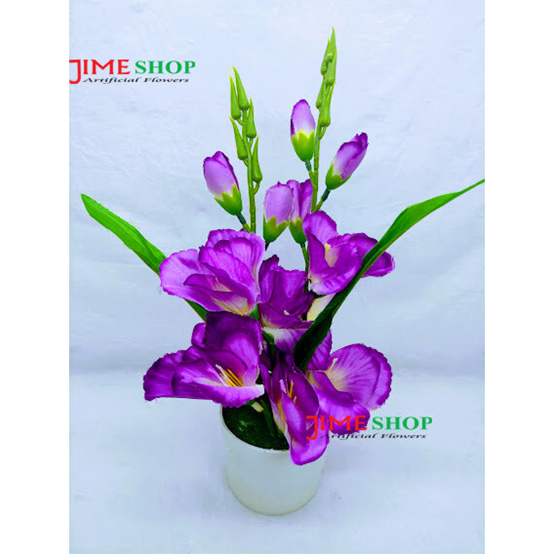 Picture of Artificial gladiolus flower 11 inc long table tob for home or office decoration, jime shops flower collection, nokol full, fake flower (Violet)