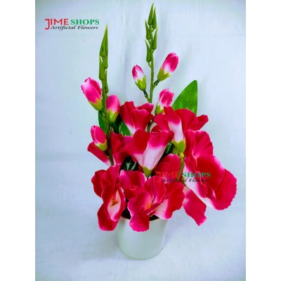 Picture of Artificial gladiolus flower 11 inc long table tob for home or office decoration, jime shops flower collection, nokol full, fake flower (Pink)