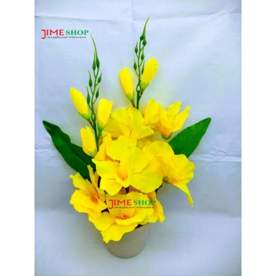 Picture of Artificial gladiolus flower 11 inc long table tob for home or office decoration, jime shops flower collection, nokol full, fake flower (Yellow)