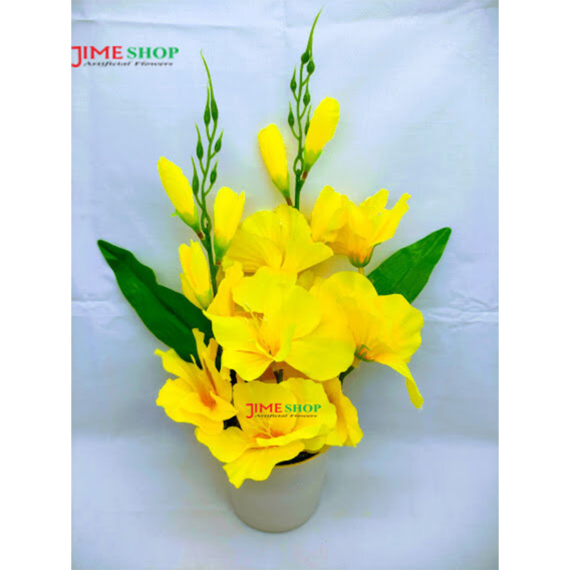 Picture of Artificial gladiolus flower 11 inc long table tob for home or office decoration, jime shops flower collection, nokol full, fake flower (Yellow)